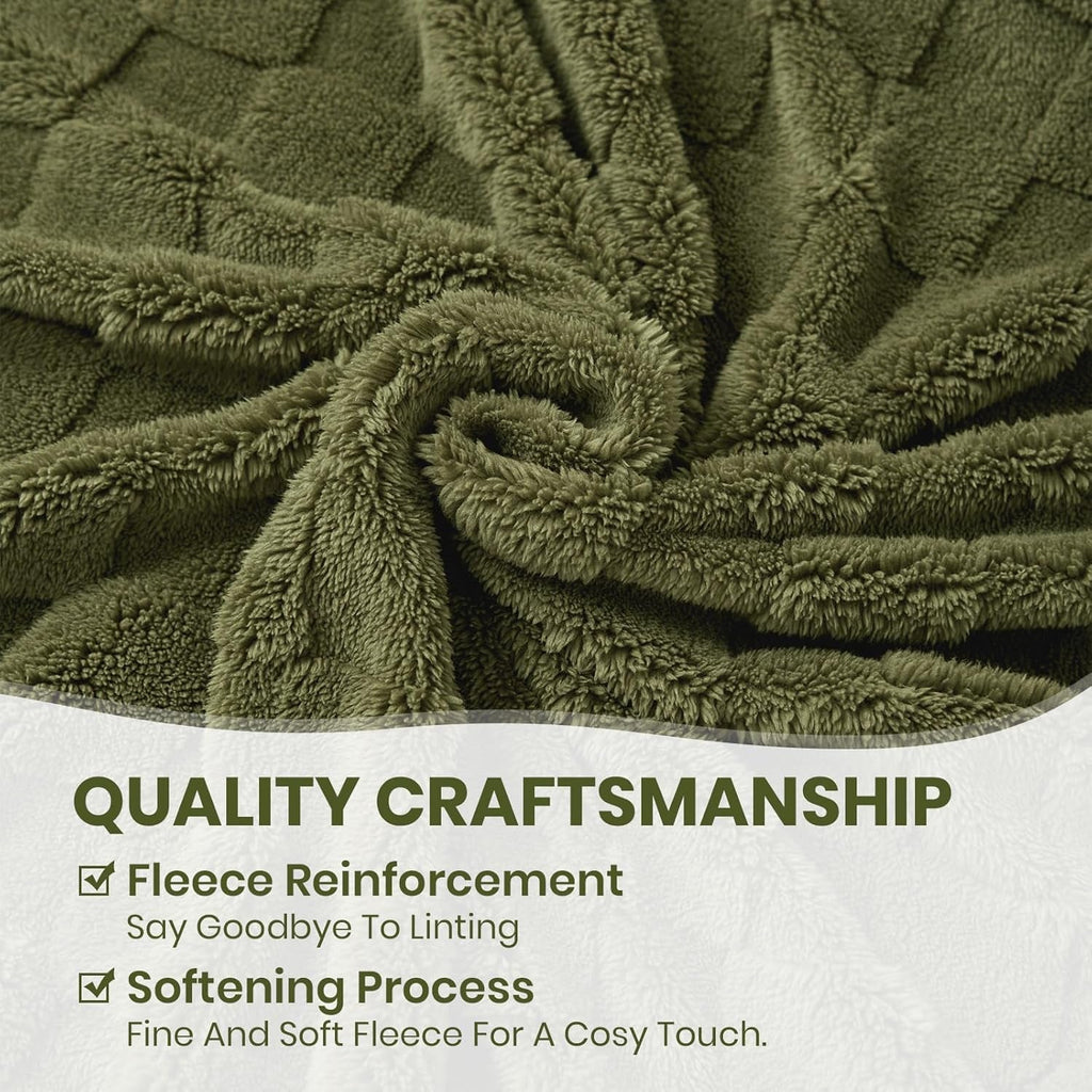 Good Nite Cosy pătură Fluffy Couch Throw pătură Fleece Bedspread Cosy Soft Checked Green pătură primăvară vară toamnă iarnă patru anotimpuri (150X200Cm Olive Green) Paturi si Cuverturi Good Nite