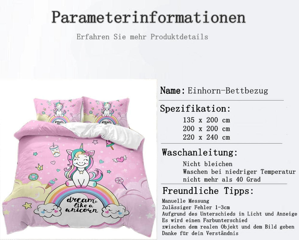 Literie fille Licorne, 2 taies d'oreiller Literie - enfant Naty Shop