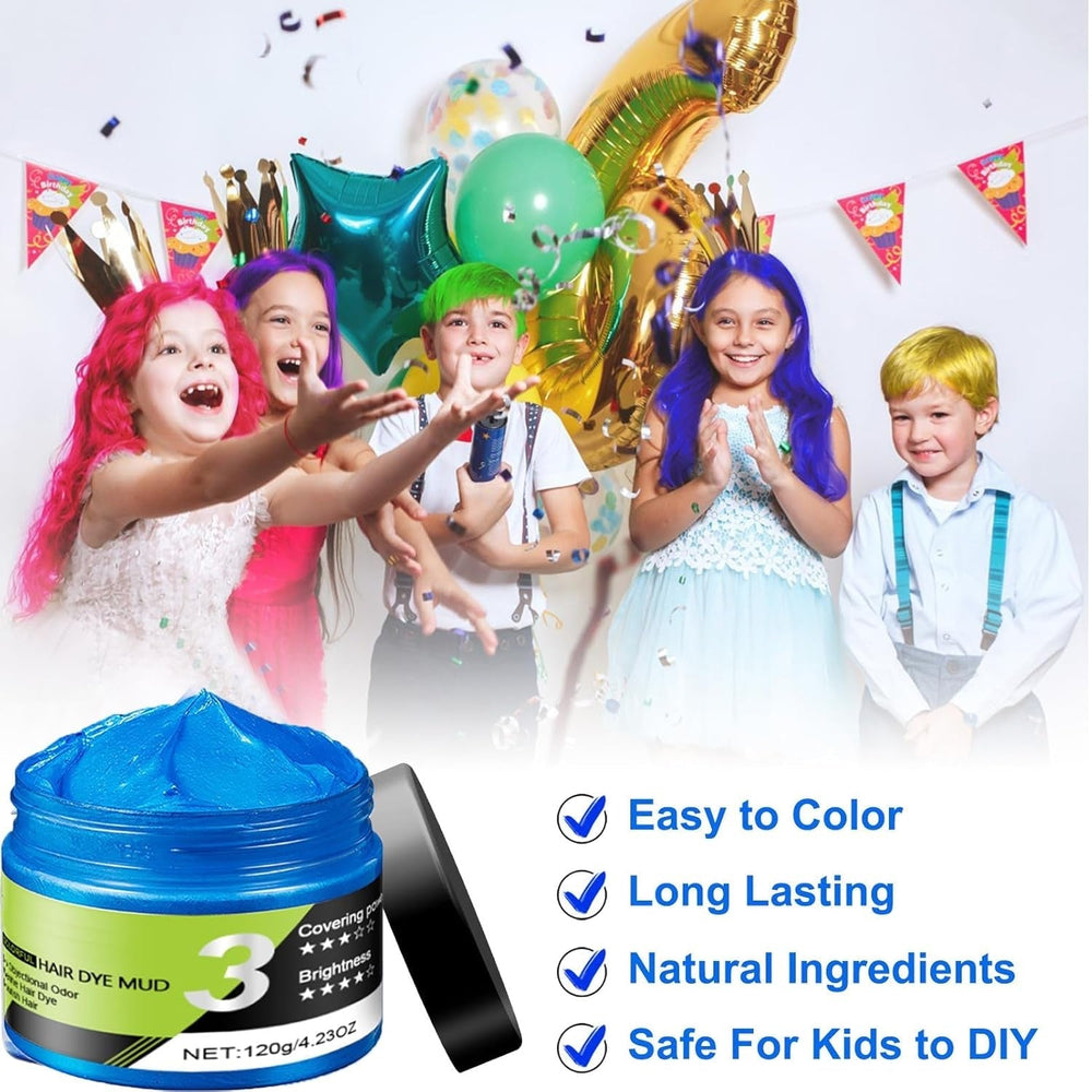 Cire à cheveux bleue Spray pour cheveux bleu temporaire Couleur Crazy Blue Lavable Coloration capillaire instantanée Teinture capillaire naturelle Coiffage cheveux pour hommes femmes Party Naty Shop Coloration capillaire