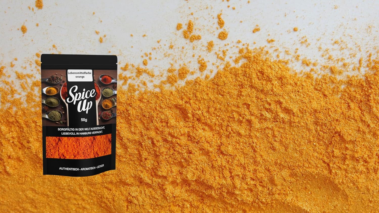 Colorant alimentaire orange Spice up 50G - Colorant alimentaire orange 50G - Poudre de couleur vive pour idées de cuisine et de pâtisserie - Pour desserts, boissons, currys et décorations créatives - Végétalien et sans additifs artificiels
