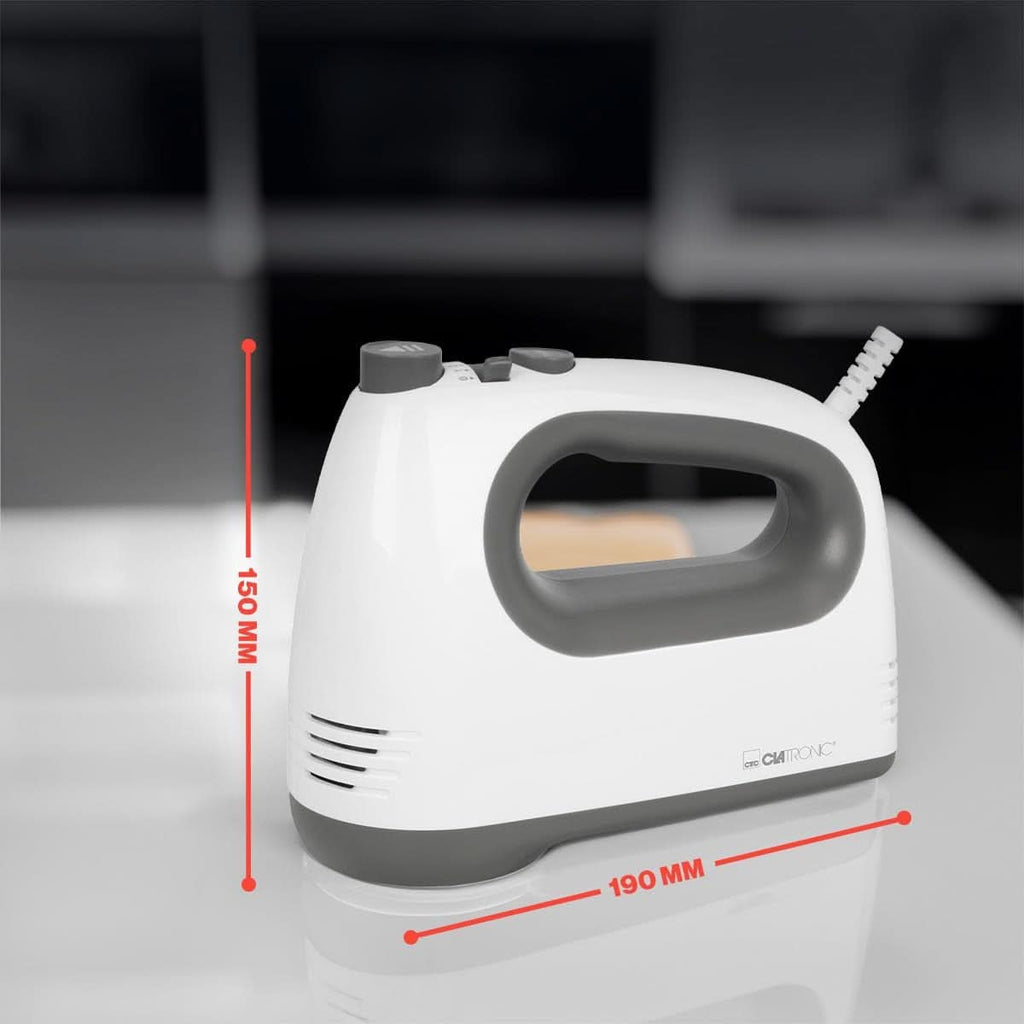 Clatronic Mixer | Kraftvoller 400 Watt-Motor | Handmixer | Turbostufe & 5 Geschwindigkeitsstufen | Handrührgerät | Spülmaschinengeeignete Edelstahlquirle Und -Knethaken | HM 3775 Bucatarie Naty Shop