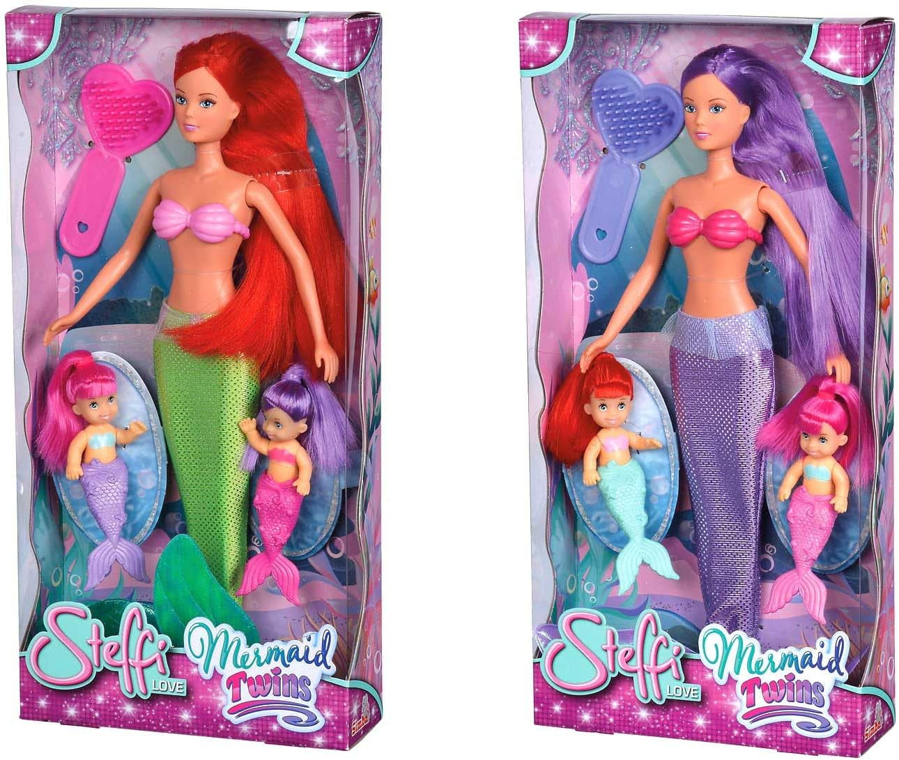 Simba 105734162001 105734162 - Steffi Love The Twin Mermaids / deux variantes / Steffi en sirène / avec deux bébés sirènes / poupée mannequin / 29 cm, pour les enfants à partir de 3 ans