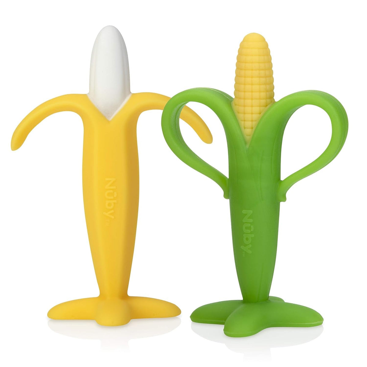 Nuby Lot de 2 anneaux de dentition apaisants banane et maïs à partir de 3 mois