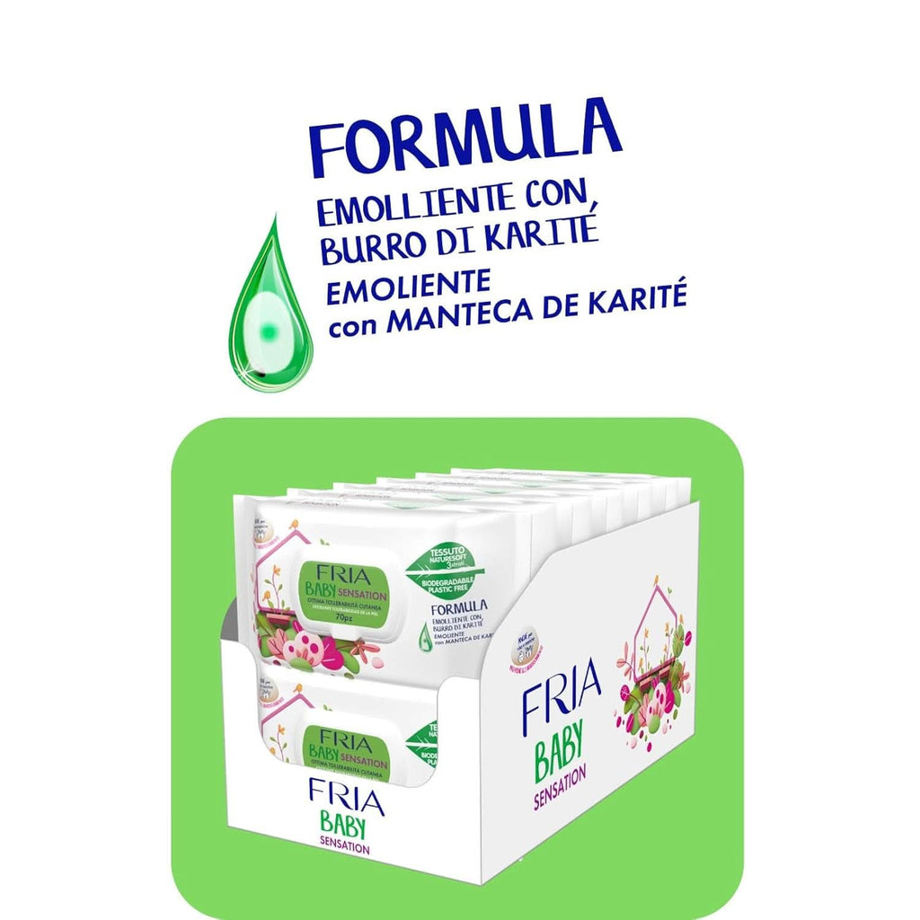 Servetele Fria Baby Sensation, cu unt de shea cu efect de calmare a pielii, testate dermatologic, pachet maxi economie cu 840 de servetele Servetele Umede Bebelusi Naty Shop