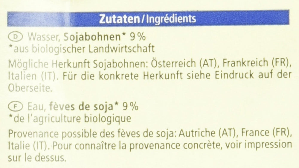 Bio Sojadrink, non graissé, sans gluten, sans lactose, végétalien, paquet de 8 (8 x 1 kg)