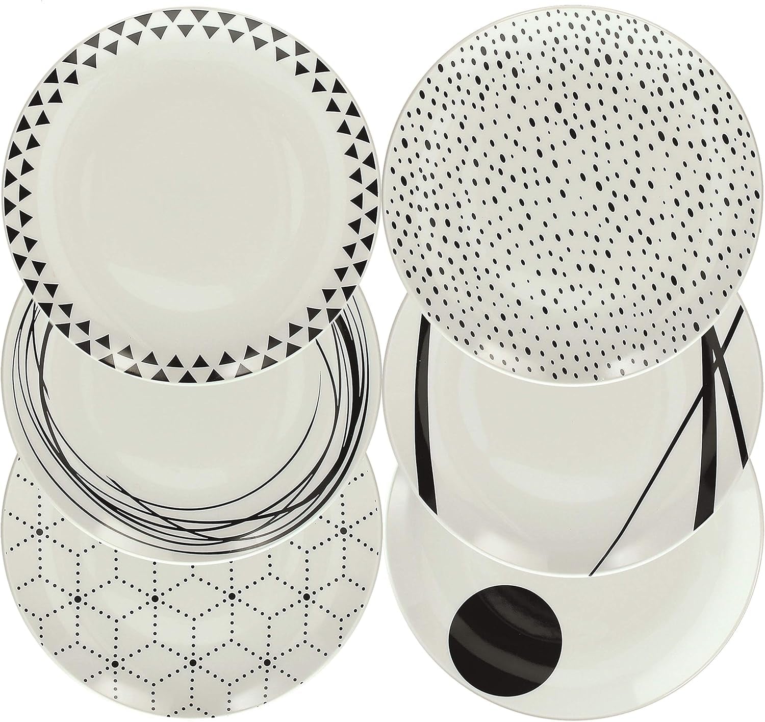 Service de table graphique, 18 pièces pour 6 personnes, porcelaine, blanc