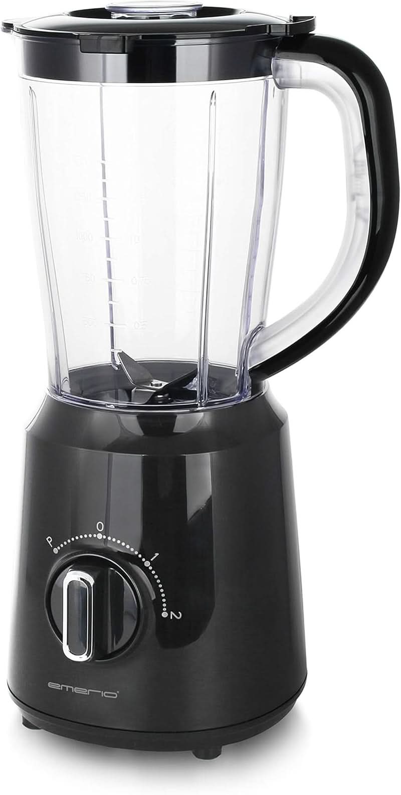 Emerio Standmixer BPA Free Crush Ice Function 1.5L Behälter 2 Geschwindigkeiten + Pulse Funktion Messereinheit Aus Edelstahl Sicherheitsschalter Geschirrspülgeeignet 500 Watt BL-12816.8 Schwarz Bucatarie Naty Shop