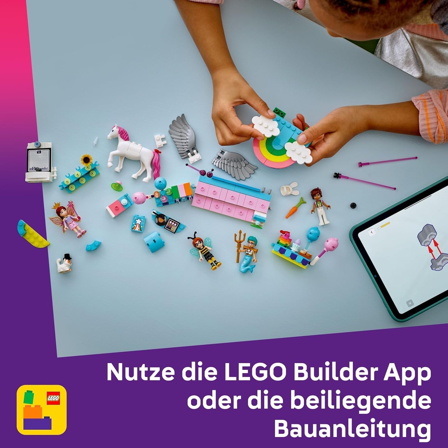 LEGO Friends Kostümparty mit Einhorn und Fee - Spielzeug für Mädchen ab 6 Jahren - Bühne, DJ-Pult, 4 Minipuppen, der Katze Churro und Einer Pferdefigur sowie lustigem Zubehör - Geschenkidee - 42661