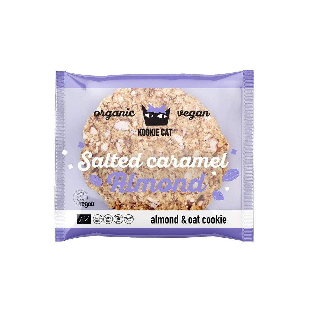 Biscuits végétaliens aux amandes et au caramel salé – Emballés individuellement, sans gluten, sans soja, avoine biologique aux amandes – 12 x 50 g Multipack (lot de 2)