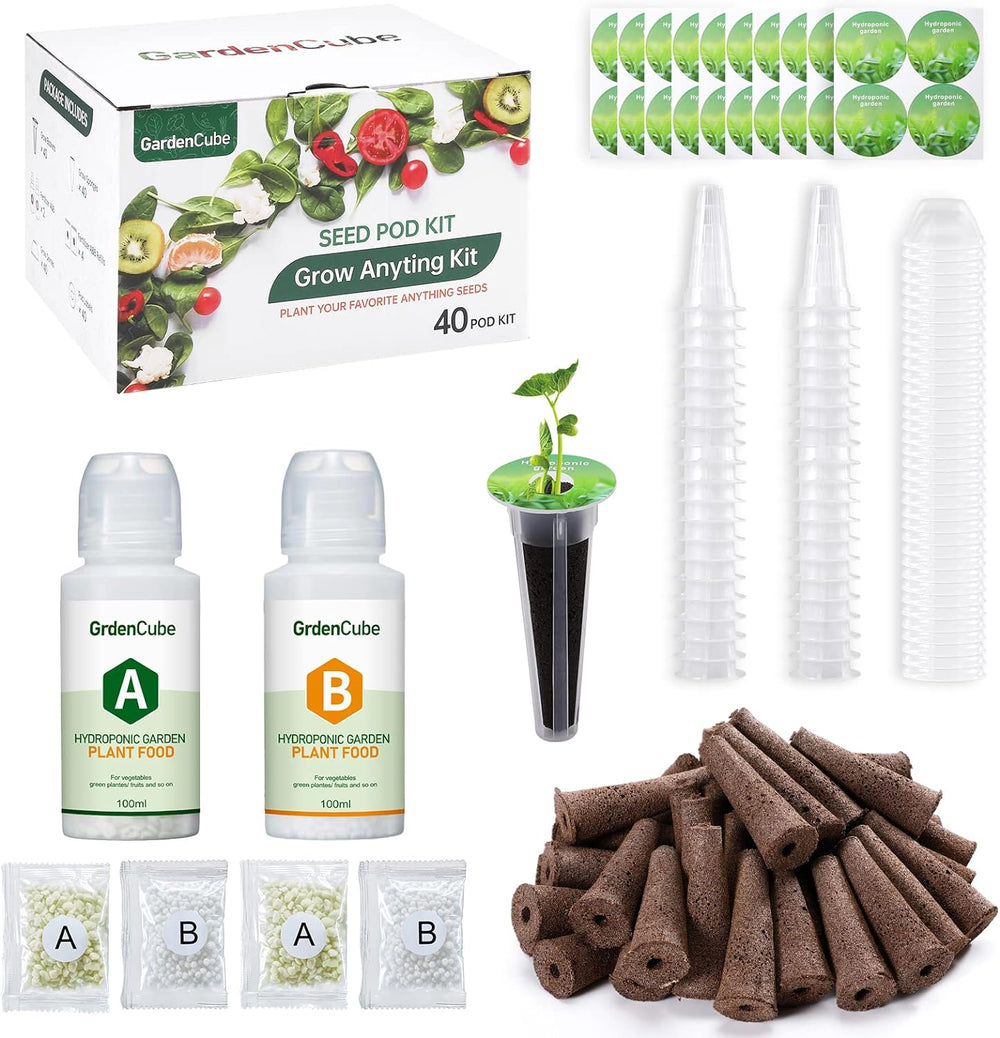 Ensemble de capsules hydroponiques de 166 pièces : kits de plantes pour cultiver n'importe quoi - comprenant des éponges de culture, des dômes de culture, des étiquettes d'aliments pour plantes A&B - Accessoires hydroponiques pour la plupart