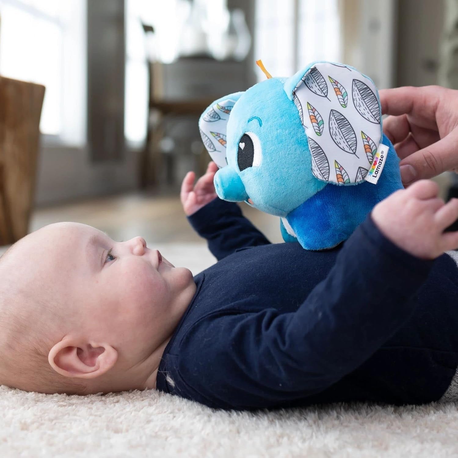 LAMAZE Elephant Puffaboo, Jouet nouveau-né, Jouet sensoriel pour bébé, Cadeau pour les nouveaux parents, Jouet de développement pour garçons et filles de 3 mois, L27467 Baby Toys Naty Shop