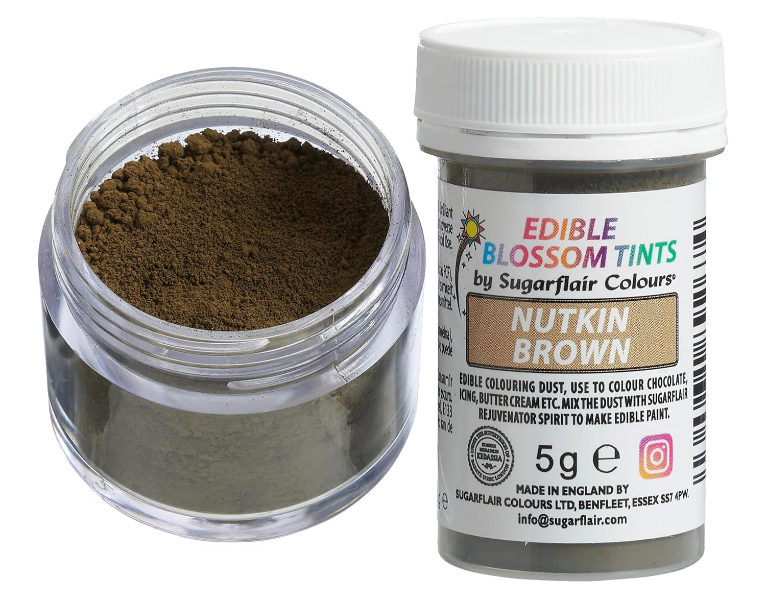 Sugarflair Blossom Tint Dust Nutkin Brown - Colorant alimentaire en poudre pour décorations de gâteaux, fondants, glaçages, chocolat, crème au beurre, macarons et plus - 5g