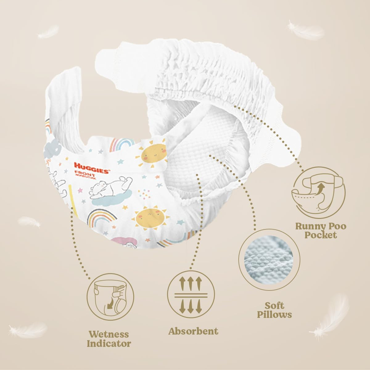 Couches pour bébé Huggies Extra Care, taille 2 (3-6 kg), super absorbantes, design Disney, paquet en vrac, 160