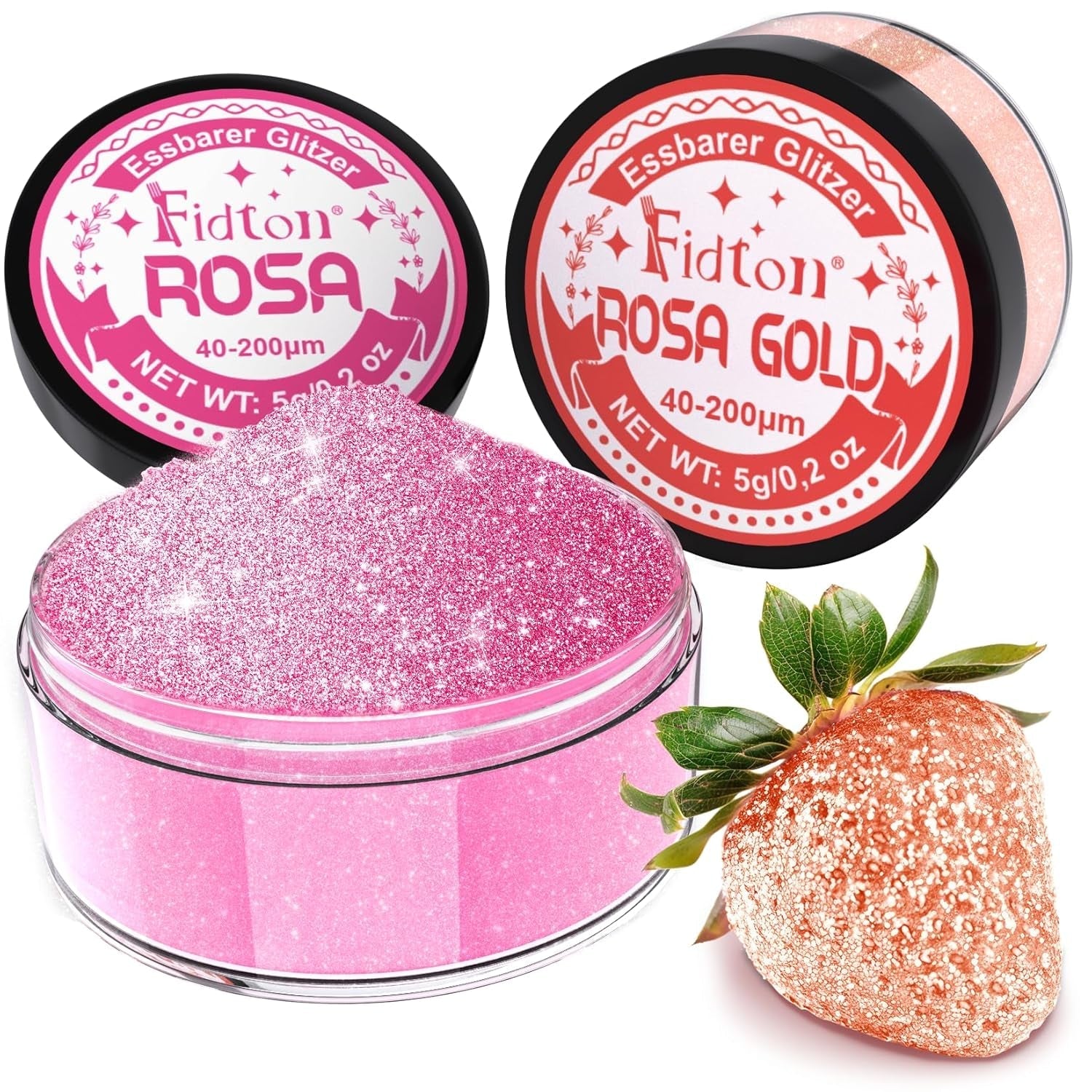 Paillettes comestibles pour boissons – Fidton 2 couleurs en poudre colorant alimentaire, paillettes comestibles pour gâteaux, fondant doré, beignet, paillettes comestibles pour boissons, cocktails, or et argent comestibles – 5 g