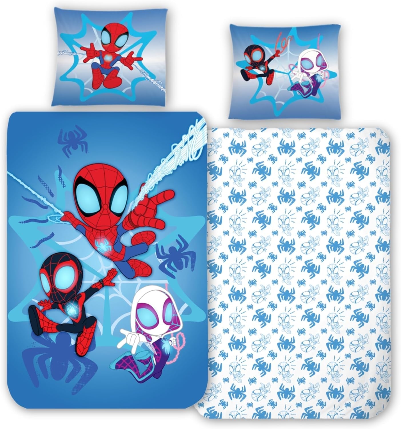 Literie enfant, divers personnages de dessins animés, 100% coton Literie - enfant Naty Shop Spidey