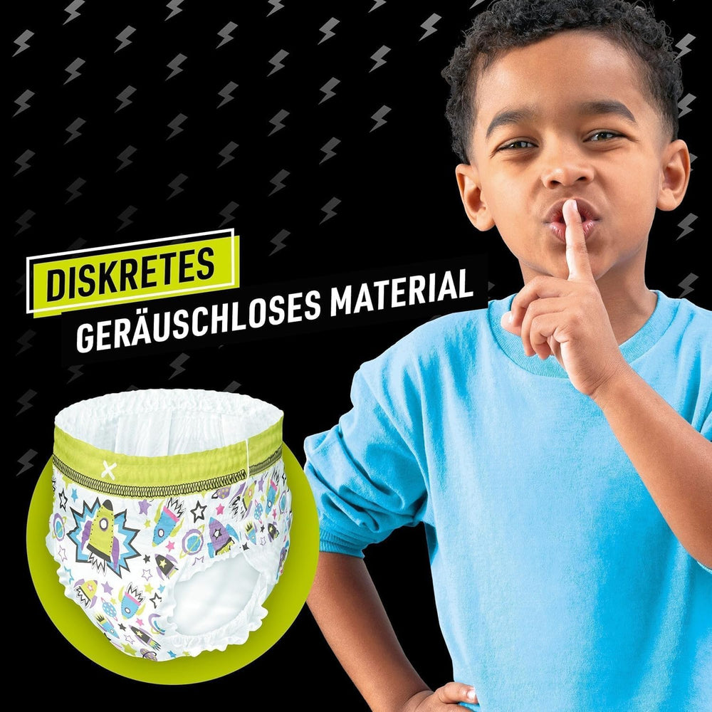 Pantalon de pyjama vaisseau spatial, paquet de 10 pantalons de nuit absorbants, 7 ans, 17 kg-30 kg, protection contre les fuites toute la nuit