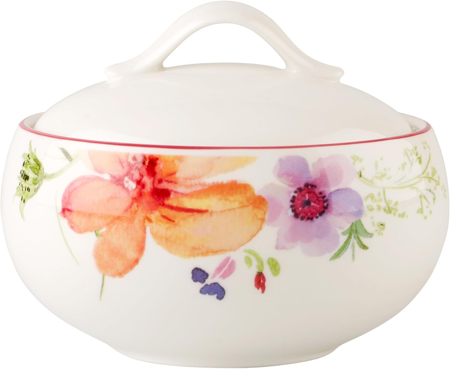 Villeroy & Boch - Sucrier Mariefleur, Couleurs assorties, Passe au lave-vaisselle, Passe au micro-ondes, Sucrier avec couvercle, Sucrier, Rangement, Accessoire à café, Vaisselle florale, Porcelaine Premium