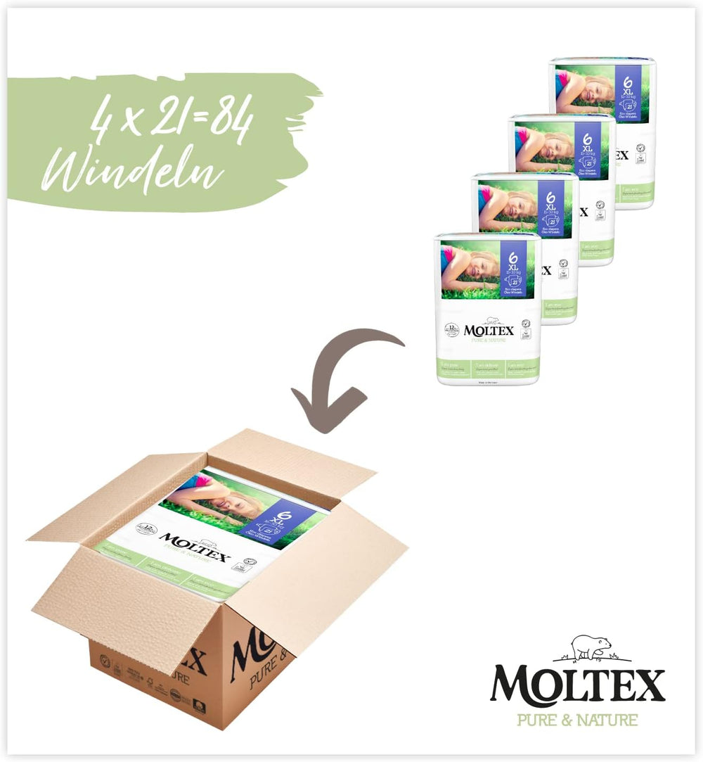 Couches Bio Pure & Nature Taille 6 XL (17-28kg) Boîte Mensuelle 84 Couches Bio