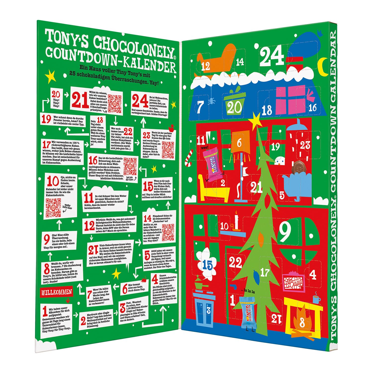 Calendrier de l'Avent au chocolat belge Tony's Chocolonely Fairtrade - 24 jours, 10 délicieuses variétés