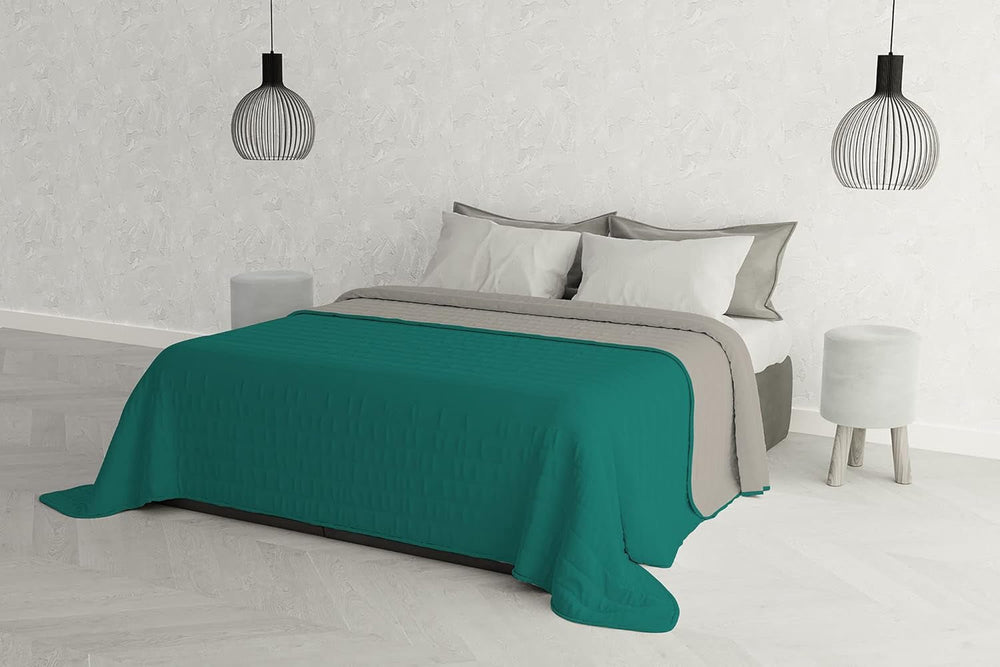 Linge de lit italien Estivo lit simple, linge, Aqua, 170 X 270 Cm Couettes et couettes Naty Shop Aqua/gris 260 X 270 Cm