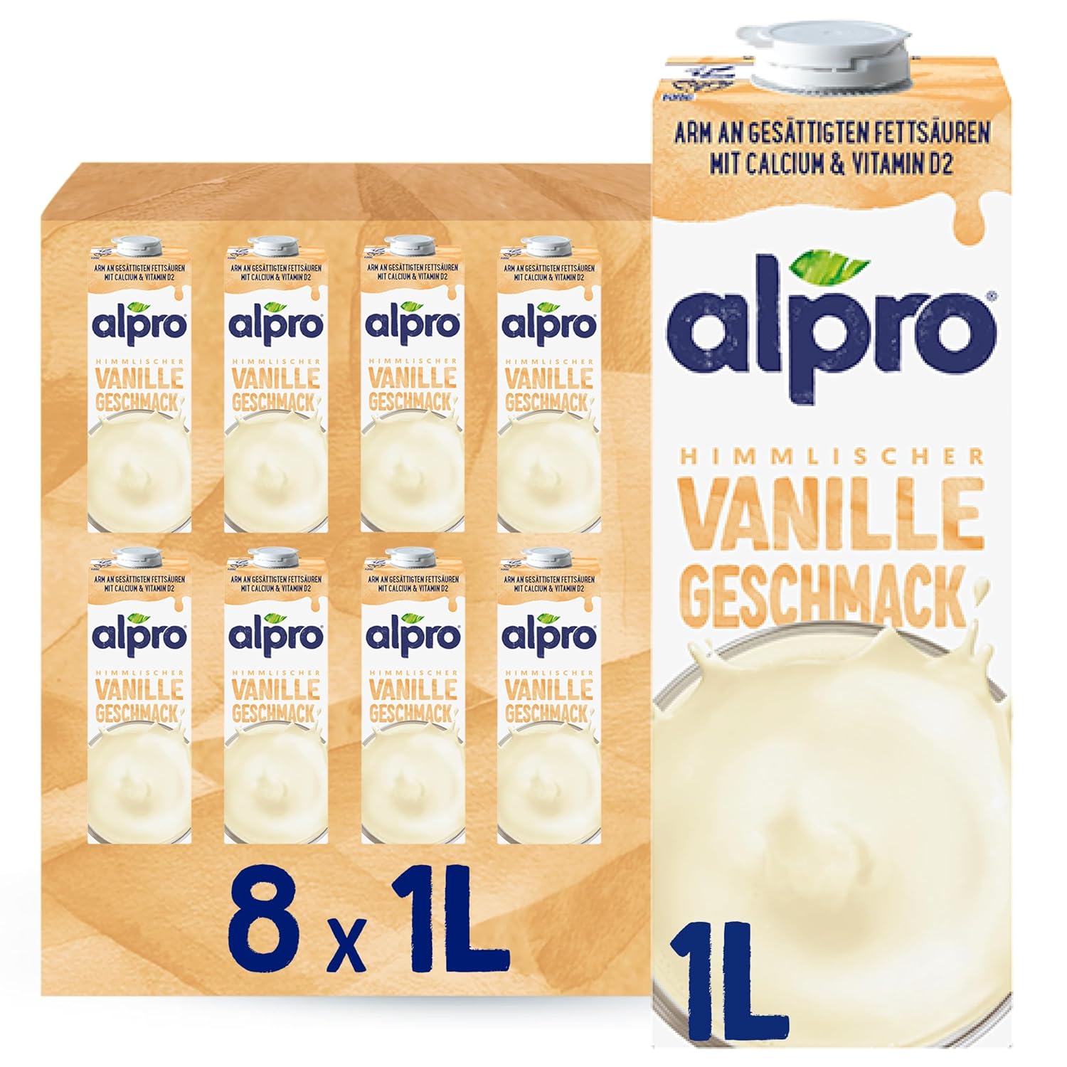 Alpro Lait De Soja Vanille 8x1L - Vegan Et Riche En Calcium