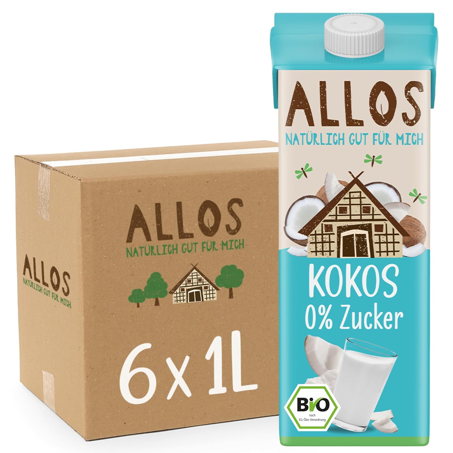 Allos Mandeldrink sans Zucker | Mandel Drink Natur | Boire à la base de Pflanzen | Mandel | Boisson végétalienne | sans lactose | 1 litre (6 pièces)