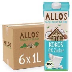 Allos Mandeldrink sans Zucker | Mandel Drink Natur | Boire à la base de Pflanzen | Mandel | Boisson végétalienne | sans lactose | 1 litre (6 pièces)