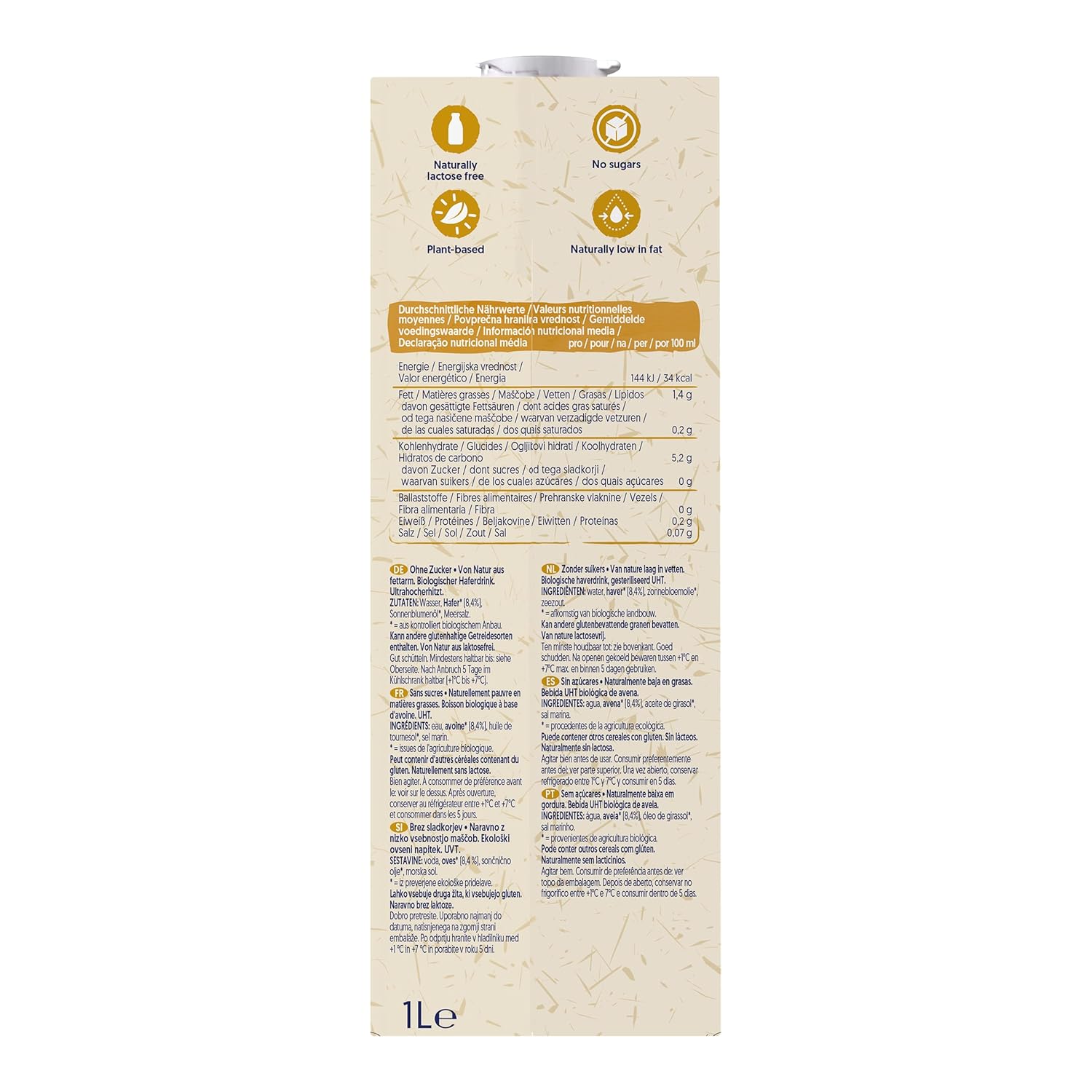 Alpro Bio Haferdrink Sans Sucre - Boisson végétale à l'avoine