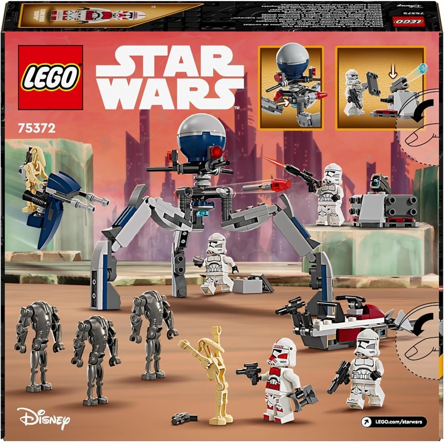 LEGO Star Wars 75372 Pack de combat Clone Trooper et Battle Droid, Incl. 4 figurines, 5 droïdes et une moto speeder avec un tireur - Jouets de construction pour garçons et filles à partir de 7 ans Jeux de construction Besuche den LEGO-Store