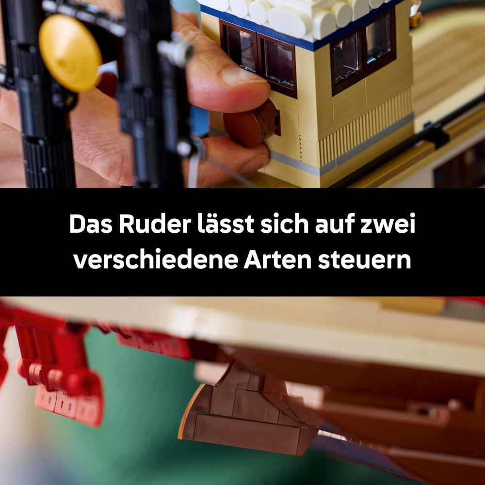 LEGO Ideas Flussraddampfer - Bauset für Erwachsene - Bootsmodell mit Innenraum & interaktiven Funktionen, inkl. funktionierendem Schaufelrad und Steuerung - DIY Geschenk für Männer und Frauen - 21356