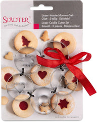 Lot de 5 boîtes à biscuits Städter Linzer, design Spitzbub, ​​acier inoxydable - diamètre 4 cm - hauteur 1,5 cm - convient pour la pâtisserie ou le bricolage, 954199, argent