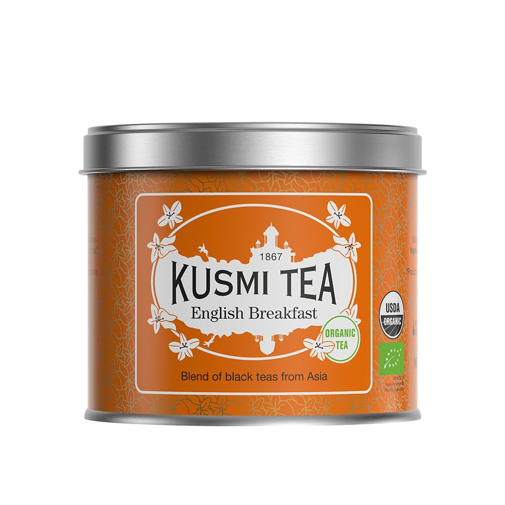 Kusmi Tea - Earl Grey Intense - Thé noir Earl Grey bio à la bergamote forte et au citron épicé - Thé en vrac - Boîte métal 100 g - Quantité pour environ 50 tasses