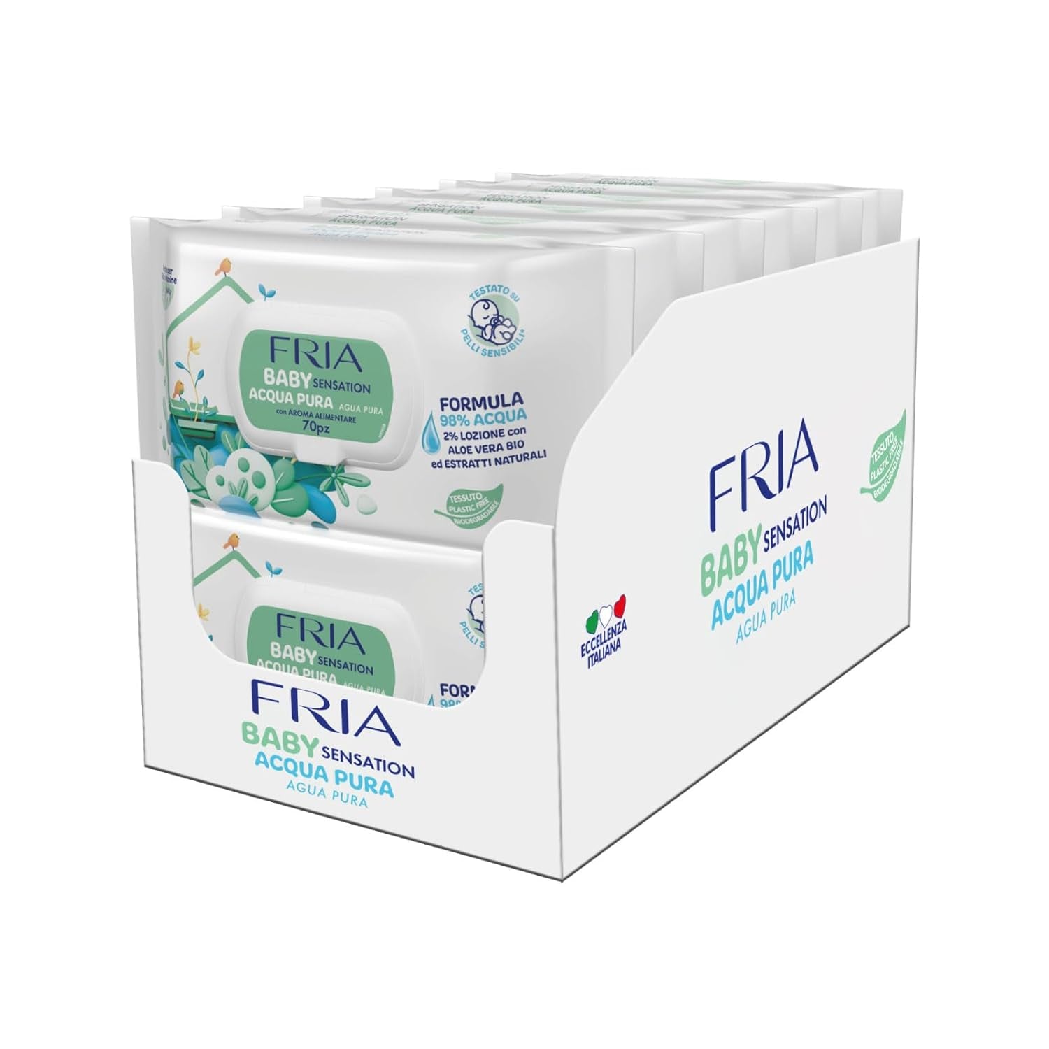 Lingettes humides à l'eau pure Baby Sensation, formulées avec de l'eau purifiée à 98 % pour le nettoyage de la peau, testées dermatologiquement, paquet économique de 840 lingettes