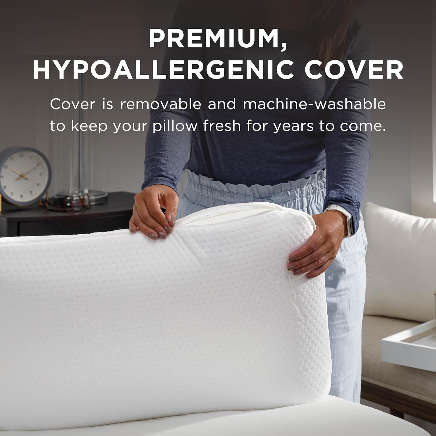 Oreiller Symphony TEMPUR-PEDIC Fabriqué en mousse à mémoire de forme, Luxueux, Doux, Standard, Blanc Oreillers standard Naty Shop