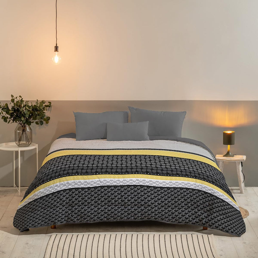 Bleu Câlin couette réversible bicolore pour 2 personnes, microfibre, bordeaux/poivre, 220X240 cm Couettes et couettes Naty Shop Gris/graphite/ambre 220X240 Cm