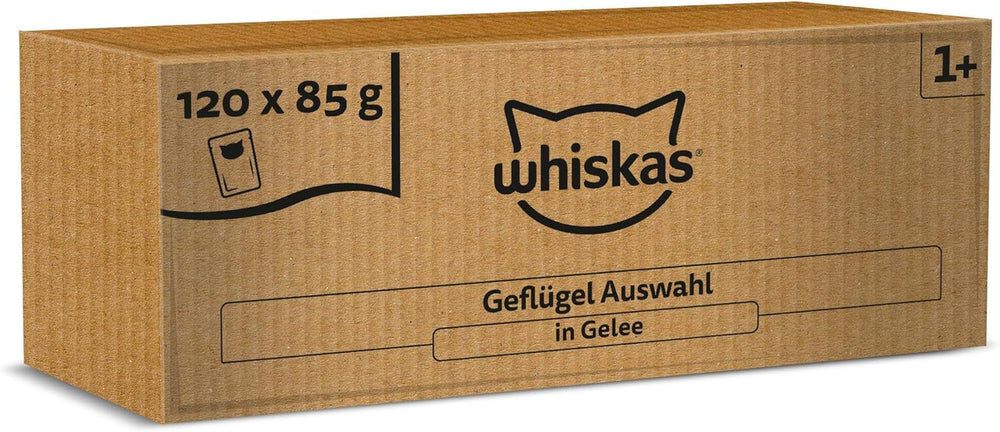 WHISKAS Nourriture humide pour chat en gelée 120 x 85g Sélection de volailles