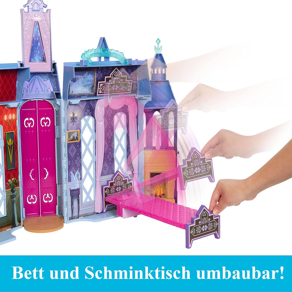 Mattel Disney Frozen - Maison de poupée Castle Arendelle (60 cm +) avec poupée Elsa, 4 aires de jeux et 15 meubles et accessoires Disney Frozen II, HLW61
