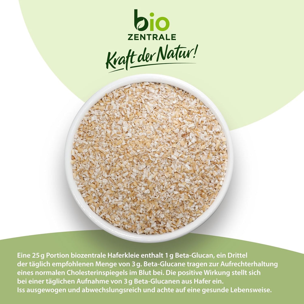 Tărâțe de ovăz organice biozentrale 1 kg | Pachet avantajos | Sursă de proteine bogată în fibre | Natural vegan | Din agricultura UE | Conținut scăzut de zahăr