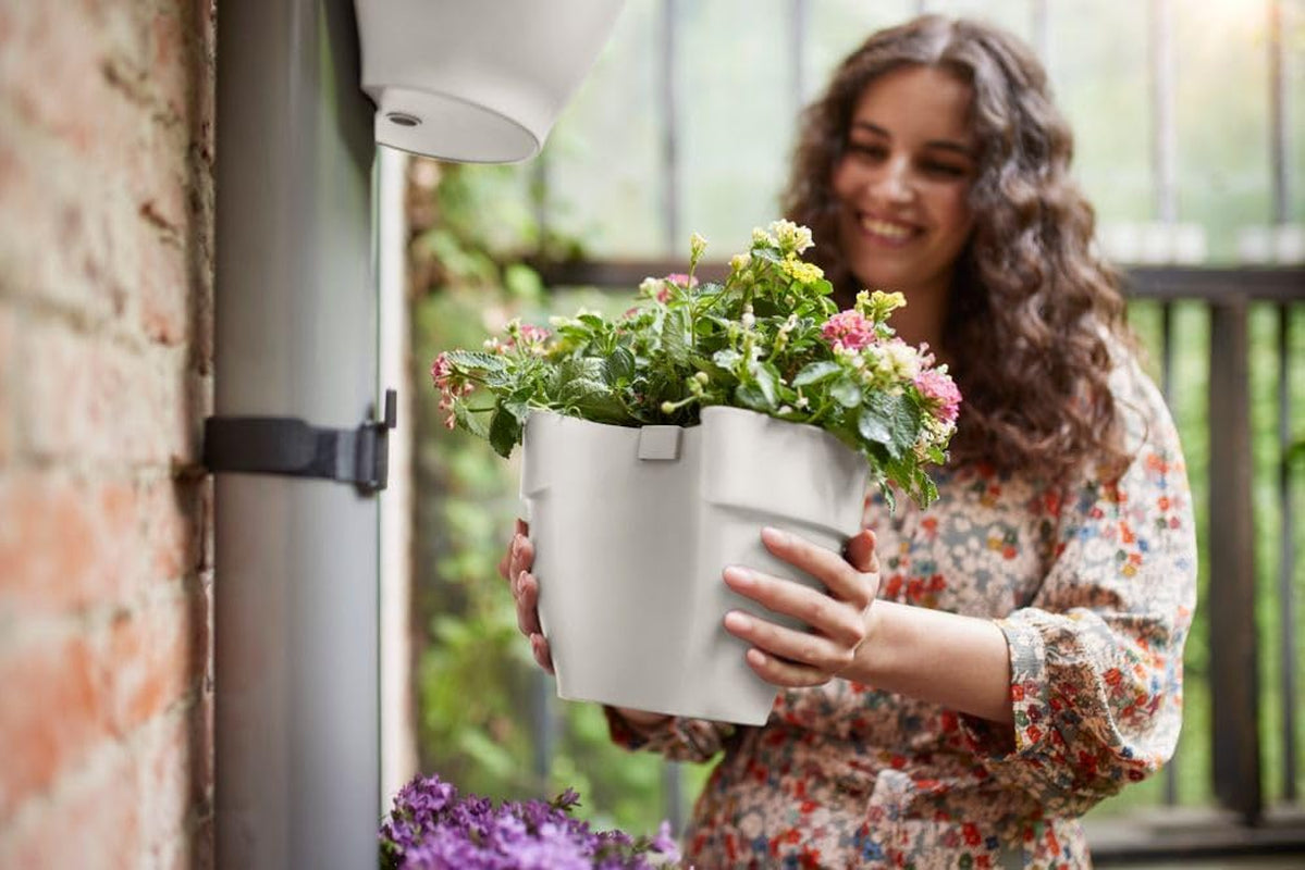 Ghiveci elho Vibia Campana pentru țevi de scurgere, 40 cm, pentru grădină verticală, 100% plastic reciclat, Ø 21,6 x H 16,3 cm, negru/antracit