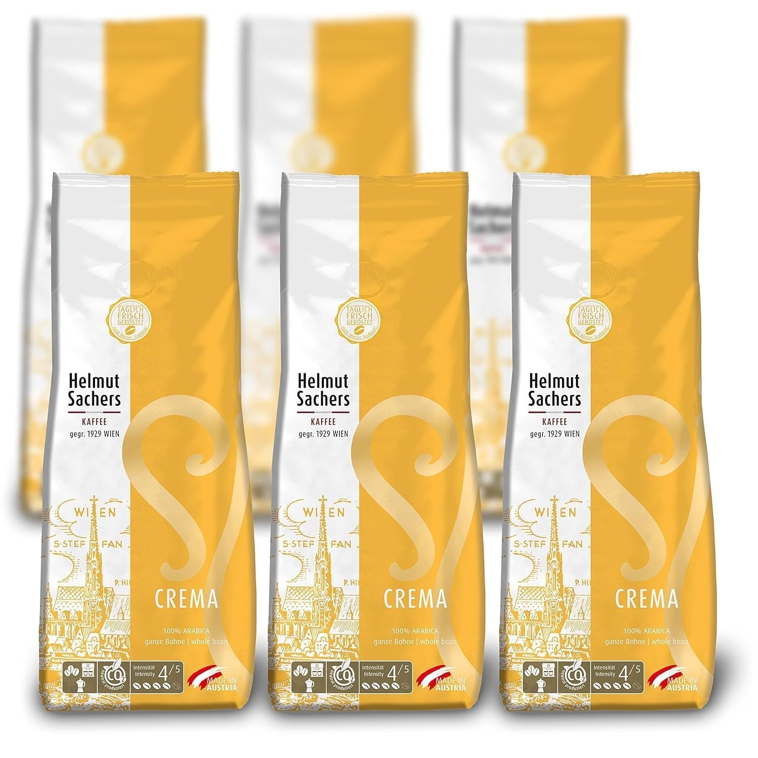 Helmut Sachers Kaffee - Mélange viennois, café viennois à base de grains Arabica de première qualité, torréfiés en Autriche Café Naty Shop 6 x 500 grammes de café