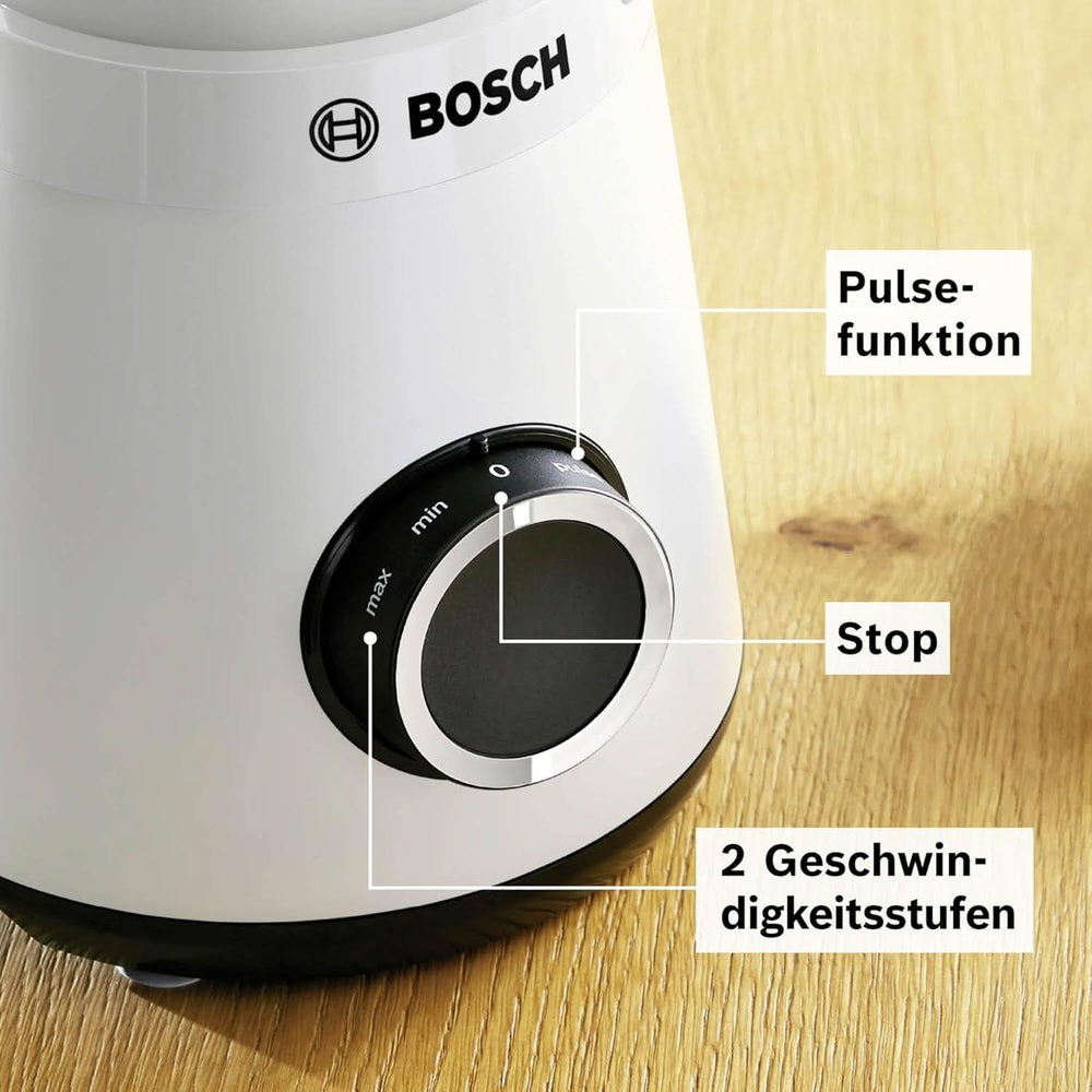 Batteur sur socle Vitapower série 4 MMB6141W, haute puissance en acier inoxydable, 1,5 L Tritan-Mixbehälter, Spülmaschinengeeignete Teile, 30 000 U/Min, 1200 W, blanc mère et enfant Naty Shop