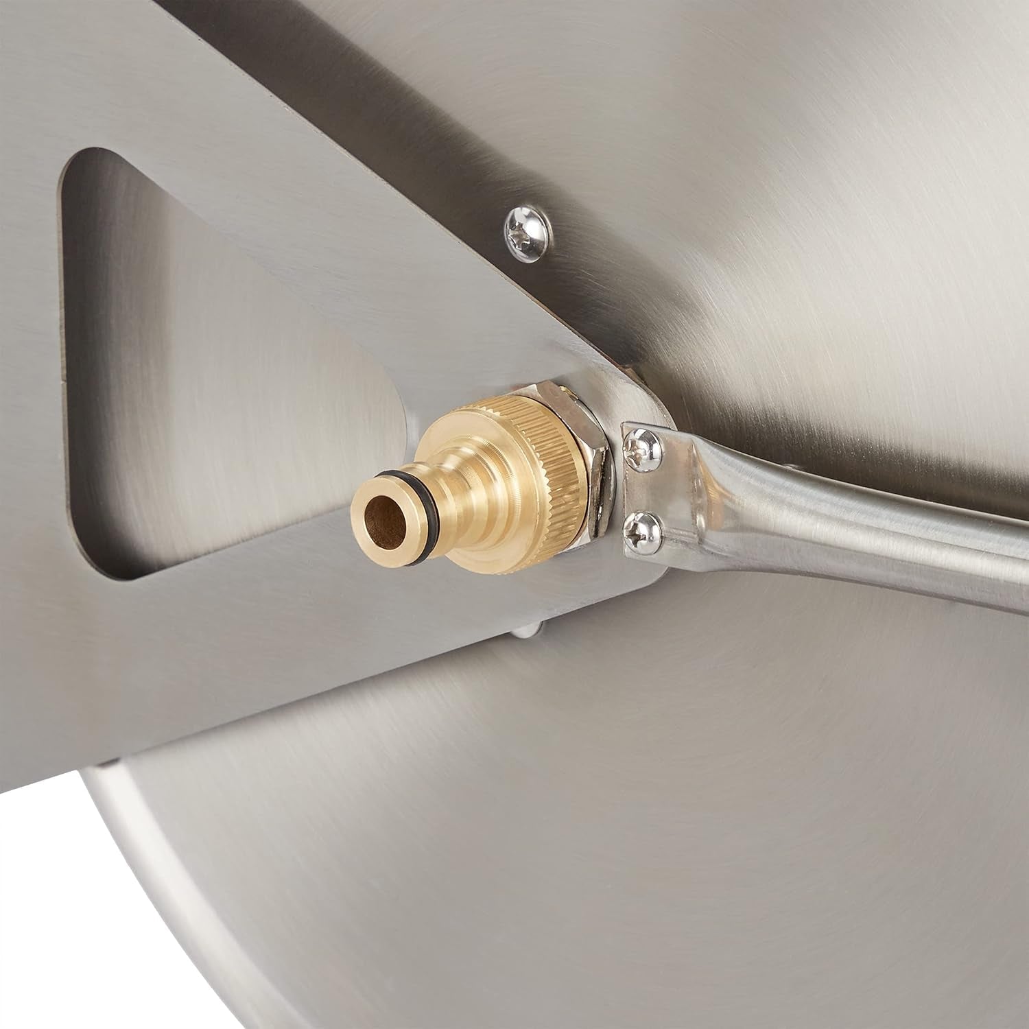 Relaxdays Enrouleur de Tuyau en Acier Inoxydable, Enrouleur de Tuyau Vide, Support au Sol et Mural, pour Tuyau d'arrosage de 40 M, Enrouleur de Tuyau, Argent, 43,5 x 43,5 x 31,5 cm