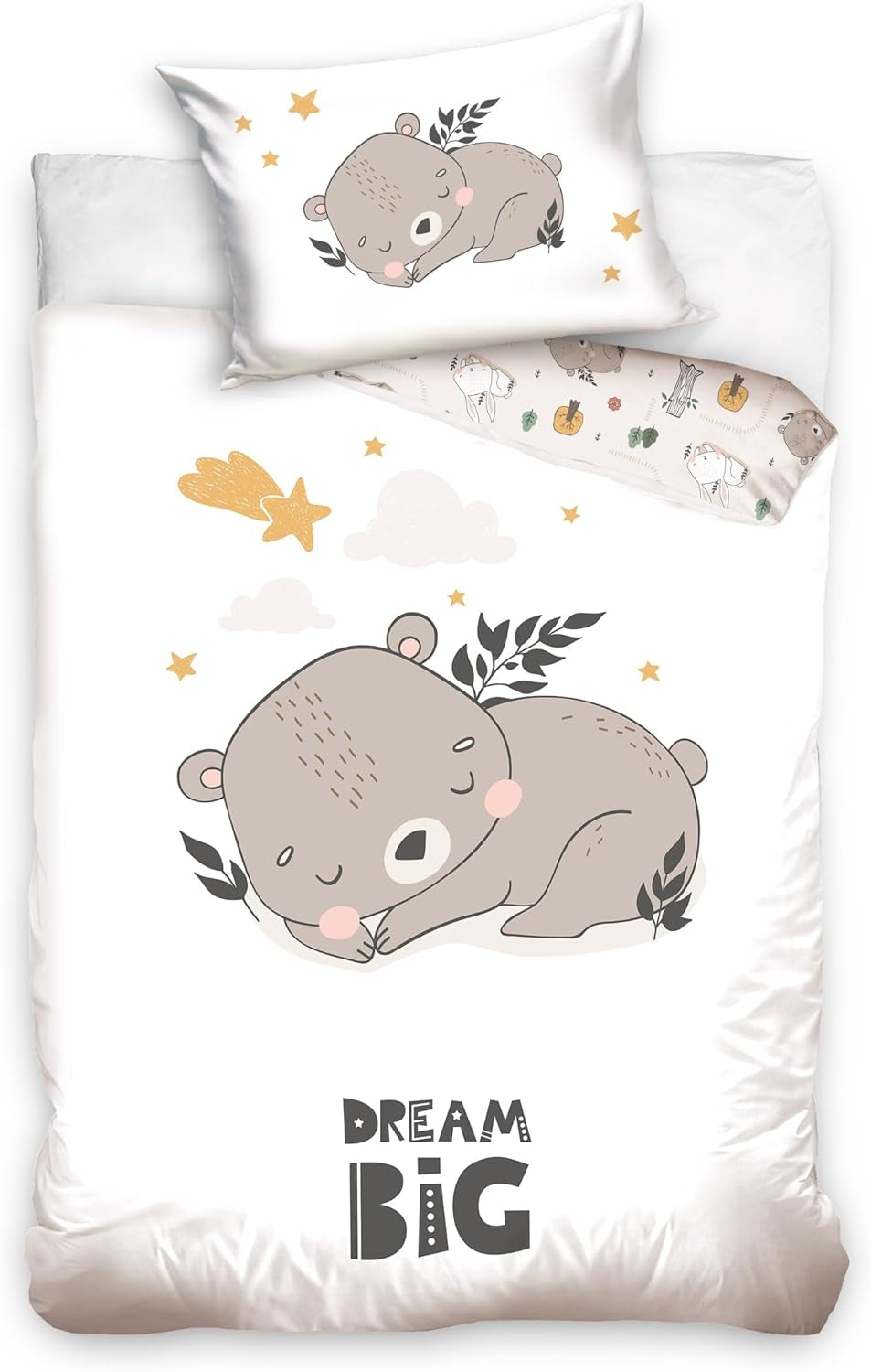 Lenjerie de pat pentru baieti, diverse motive, 100% bumbac Lenjerie de pat - copii Naty Shop Urs