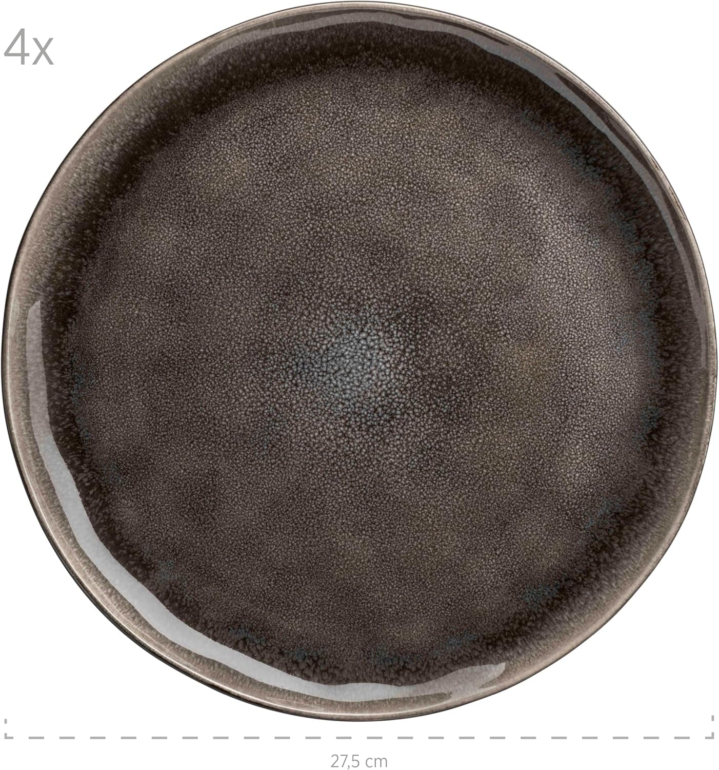 MÄSER 934073 Niara Organic Series Service de table moderne pour 4 personnes au look vintage passionnant, service combiné de 16 pièces avec une combinaison spéciale de vernis noir et marron, grès