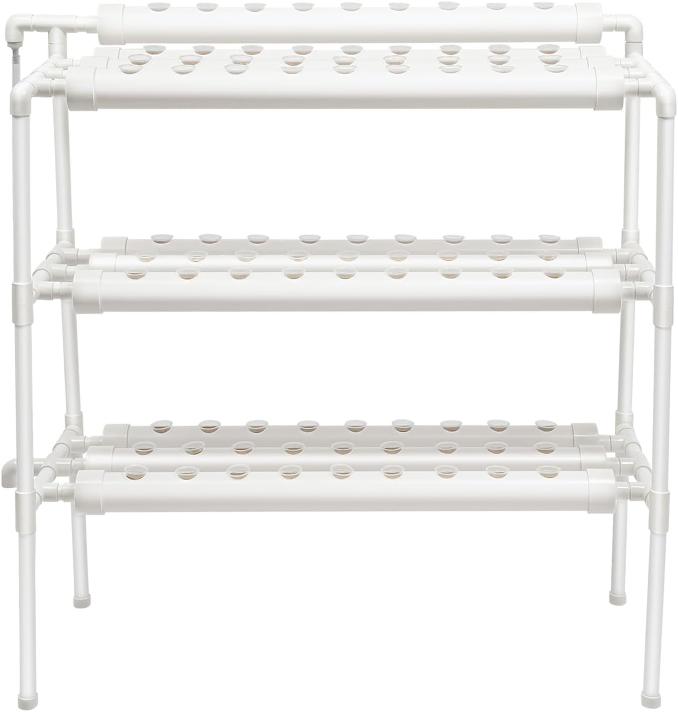 Kit de culture hydroponique à 3 couches avec 90/108 positions de plantation et pompe à eau, systèmes de culture de plantes sans sol en PVC, kits de culture hydroponique pour légumes et fruits (108 positions de plantation)