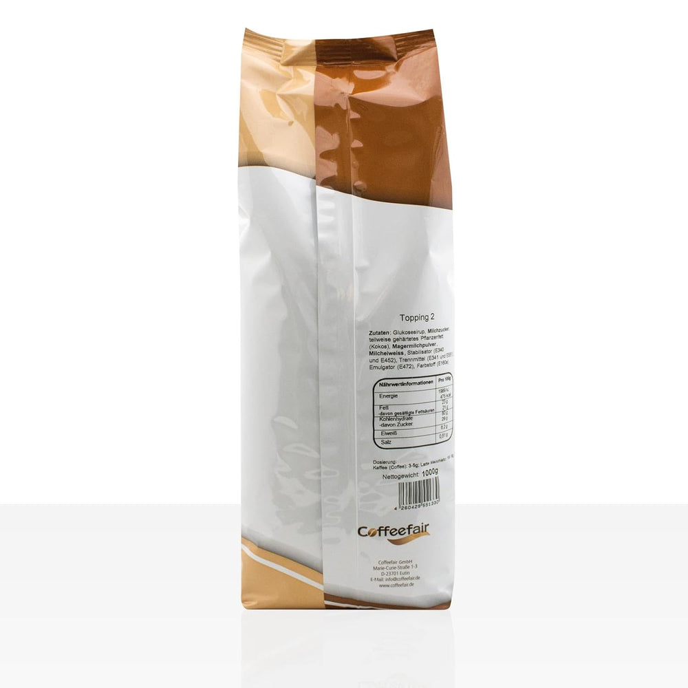 Coffeefair Cappuccino Topping 2 Poudre de lait instantanée 10 x 1 kg, Poudre de lait pour automates à café et à lait, 20 % de poudre de lait, stabilisant la mousse de lait, ergiebig