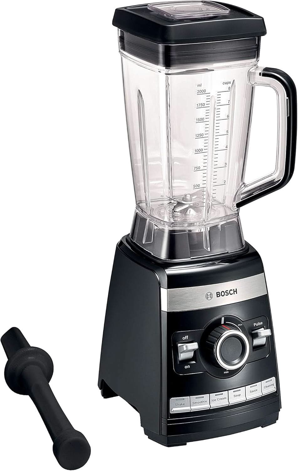 Bosch Batteur sur socle Vitaboost MMBH6P6B, 6-Klingen-Edelstahlmesser, 2.5L Tritan-Mixbehälter, Stopfer, 6 Automatikprogramme, Rezeptbuch, Bpa-Frei, Einfache Reinigung, 45 000 U/Min, 1600 W, Schwarz Mother and Child Naty Shop
