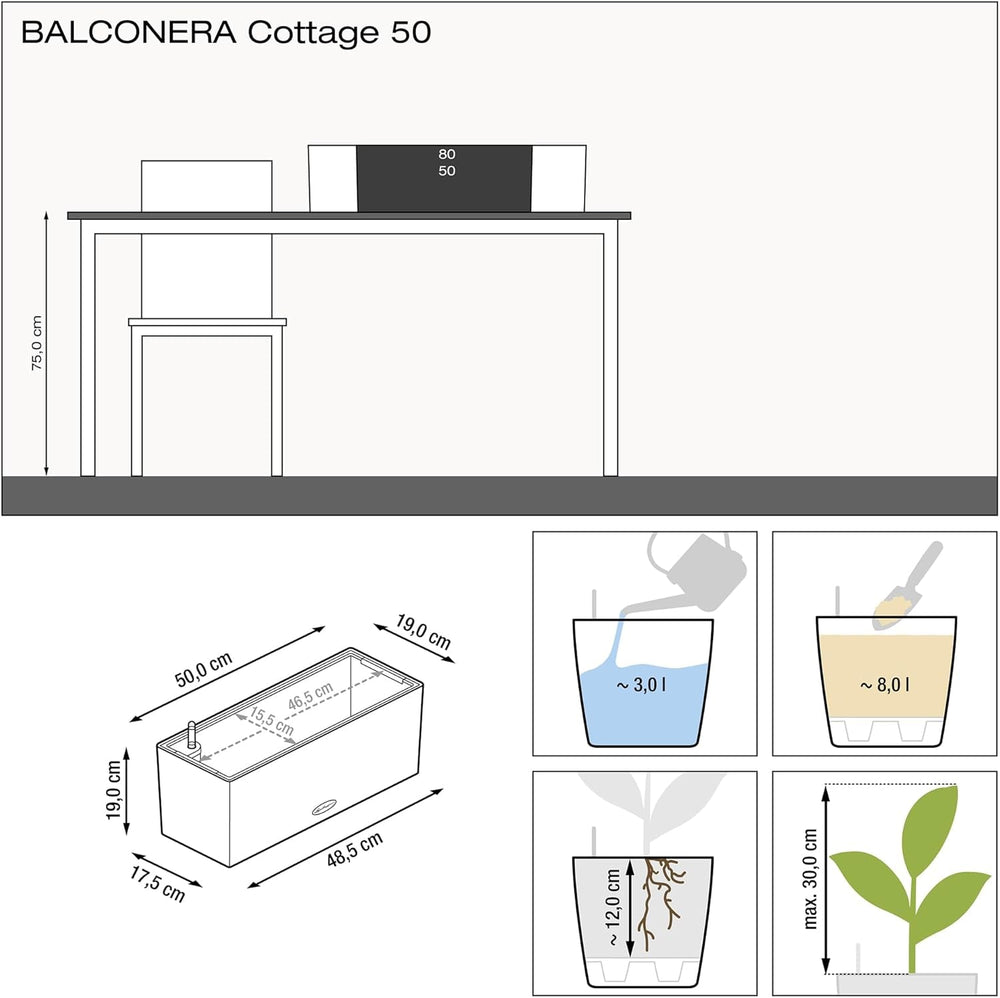 LECHUZA BALCONERA Cottage 50 blanc 15600