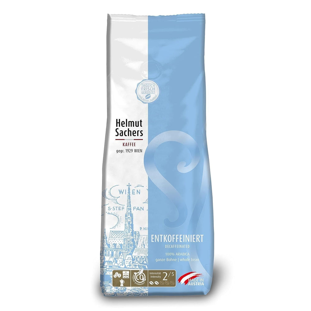 Helmut Sachers Kaffee - Mélange viennois, café viennois à base de grains Arabica de première qualité, torréfiés en Autriche Naty Shop Coffee 500 grammes décaféiné