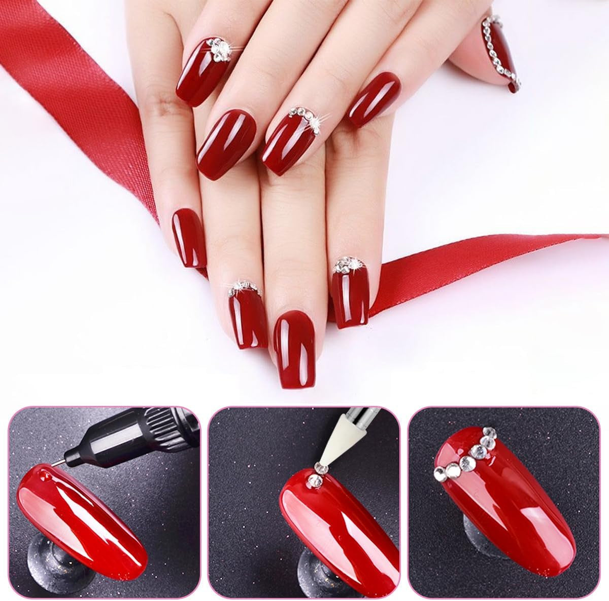 4600 pièces de strass pour ongles, Nagel Glitzersteine ​​​​3 Verschiedene Stil Flache Nail Gems Nägel Steine ​​​​Klein Nagel Steinchen Mit Pinzette et Strass Picker Dotting Pen pour ongles/vêtements/artisanat